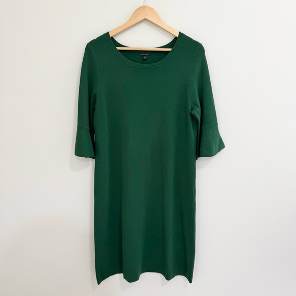 Ann Taylor Hunter Green Flare Sleeve Dress - Picture 2 of 6